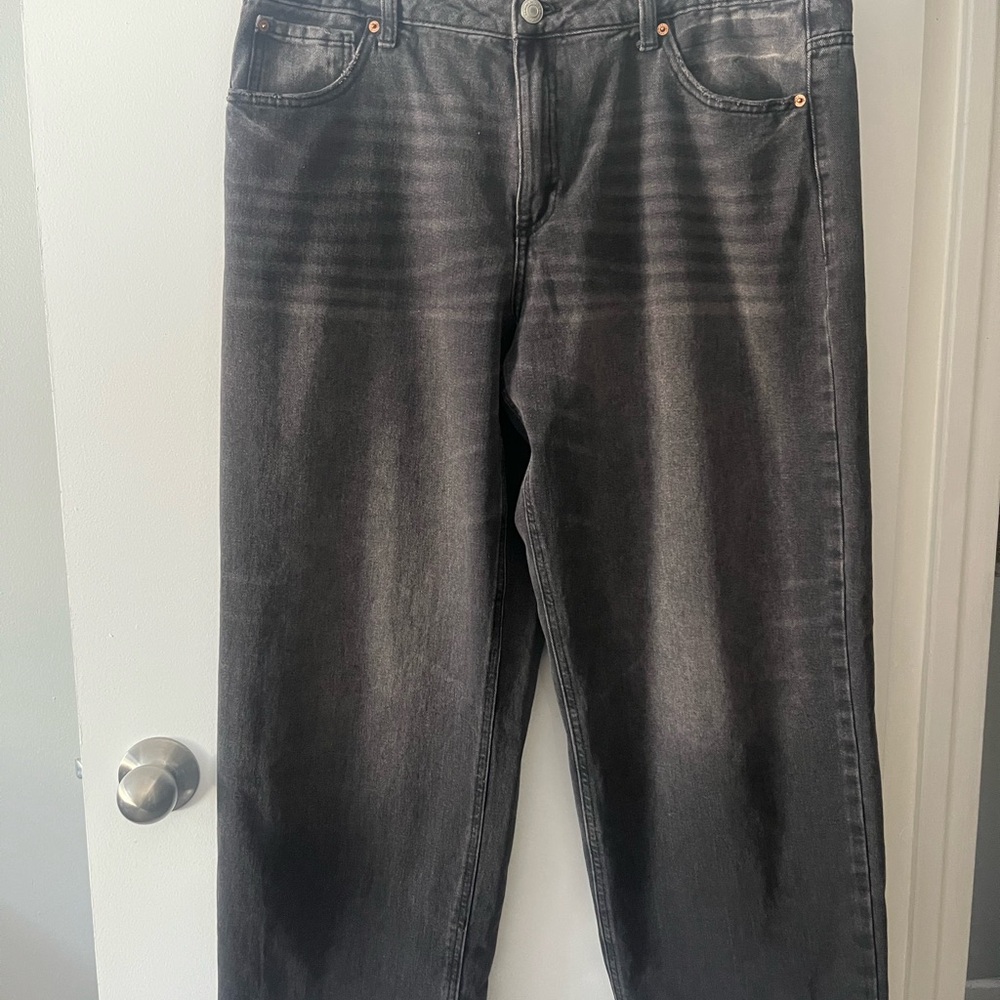 refuge Black Washed Baggy Jeans